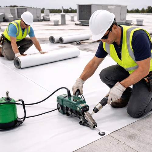 Single Ply Roof Installation